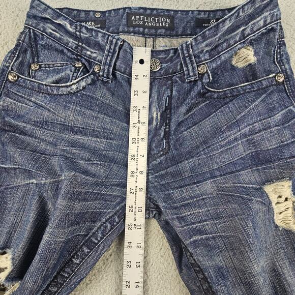 Affliction Blake Jeans 33x32 Relaxed Straight Distressed Renegade Embroidered - Picture 5 of 9